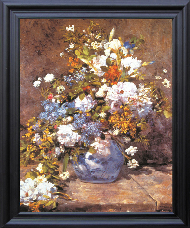 Poster Of Bunch Of colorful Flowers Floral Fine Wall Decor Black Framed Art Print Poster(19x23)