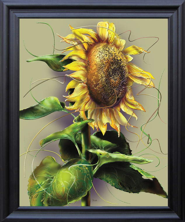 Sunflower Flower Floral Art Print Wall Decor Black Framed Poster (19x23)