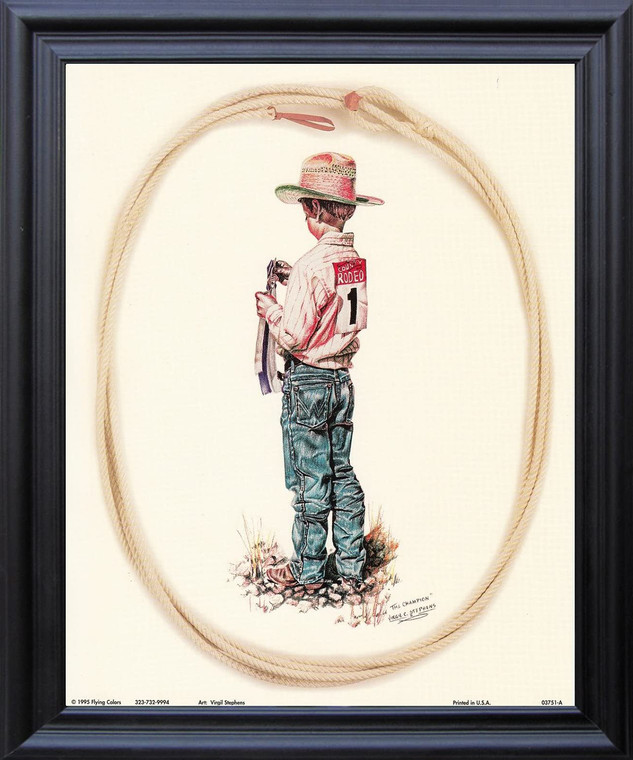 The Champion Western Rodeo Cowboy Wall Decor Black Framed Art Print Poster (19x23)