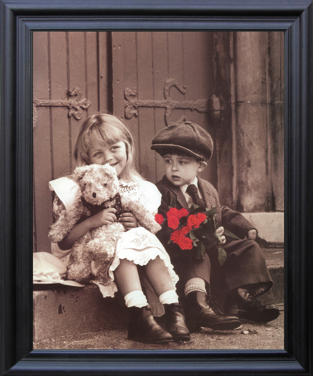 Sunday Best Cute Kids with Tady Retro Wall Decor Black Framed Art Print Poster (19x23)