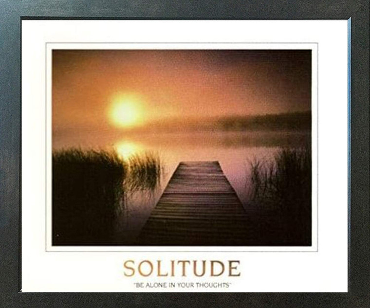 The Solitude of the Sea Sunset Inspirational Nature Wall Decor Espresso Framed Art Print Poster (18x24)