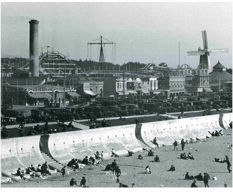 Vintage 1918 PLayland at The Beach San Francisco Art Print Poster (16x20)