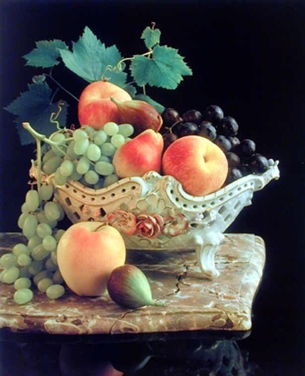 Fruit Grapes & Apple in Bowl Still Life Kitchen Wall Decor Art Print Poster (16x20)