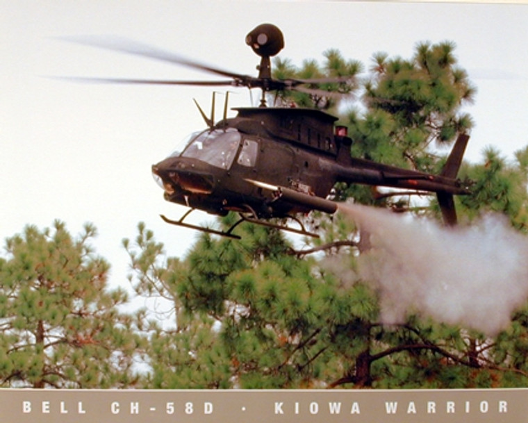 Military Bell CH 58D Kiowa Warrior Helicopter Aviation Wall Decor Art Print Poster (16x20)