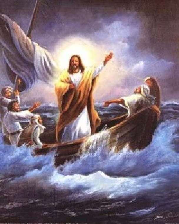 Jesus Christ Calming The Sea Religious Christian Catholic Wall Decor Picture (8x10)