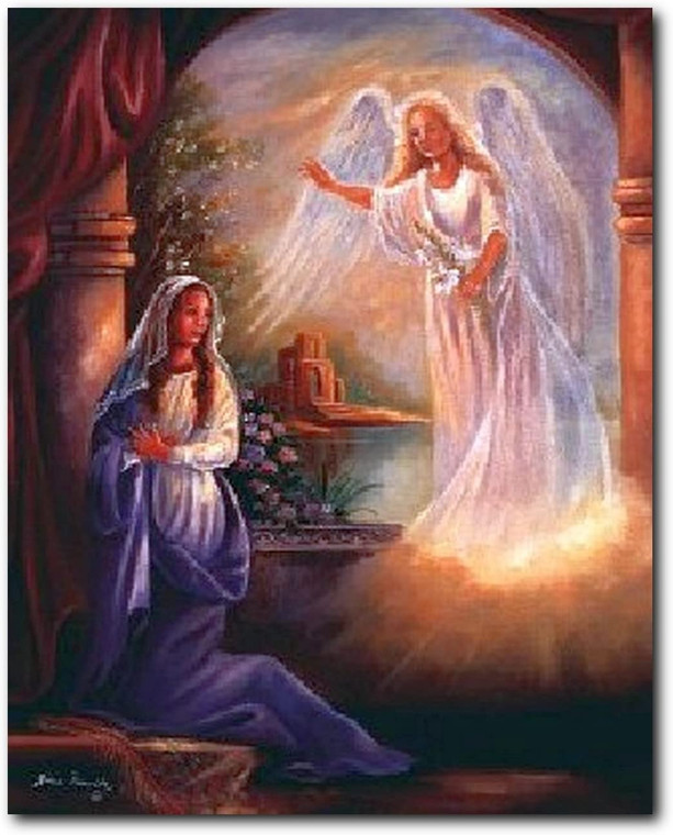 Mary with Angel Religious Wall Decor Art Print Poster (8x10)