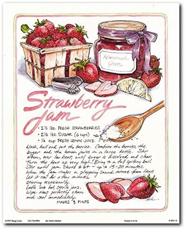 Homemade Strawberry Jam Recipe Kitchen Art Print Poster (8x10)