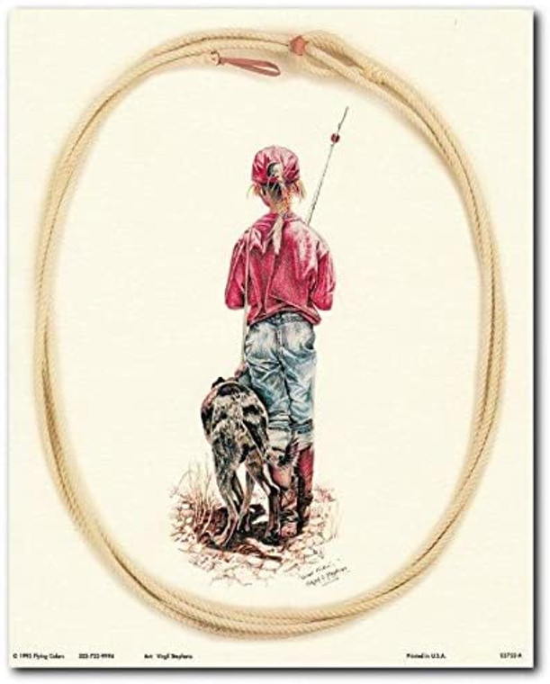 Girl Gone for Fishing with Dog Wall Decor Print Poster (8x10)