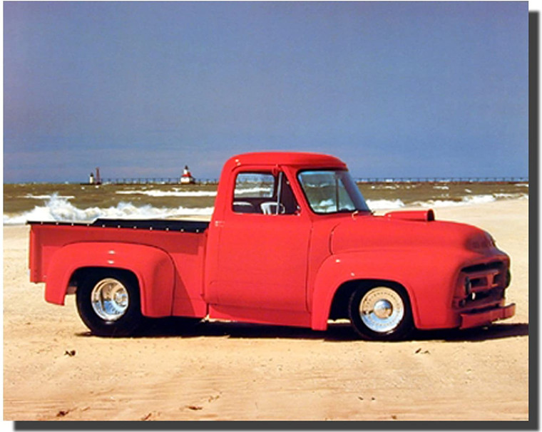 Ford F-100 Harley Koopman Vintage Pickup Truck Wall Decor Picture Art Print (16x20)