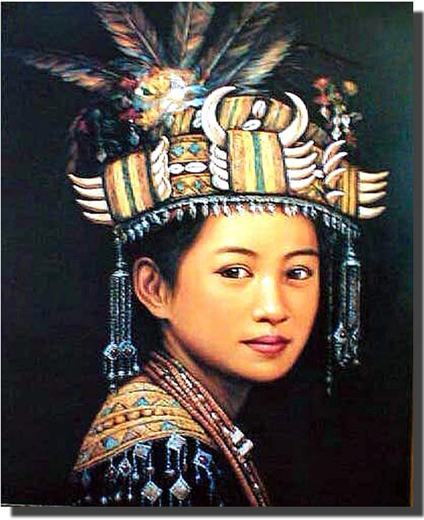 Oriental Beautiful Woman in Headdress Fine Geisha Picture Art Print (16x20)