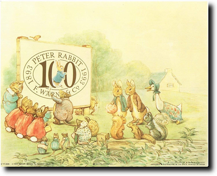 Celebrating 100 Years of the Tale of Peter Rabbit Beatrix Potter Kids Room Art Print Poster (16x20)