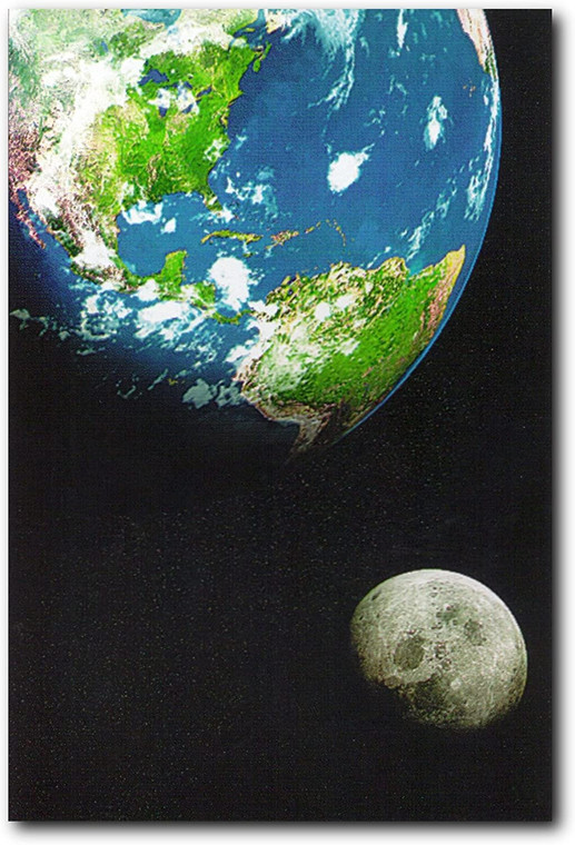 Planet Earth with Moon Wall Decor Space Educational Picture Art Print Poster (16X20)