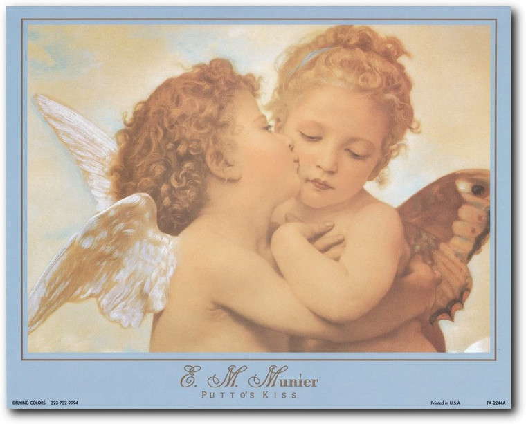 The First Kiss by  Bouguereau Picture Wall Decor Art Print Poster (16x20)