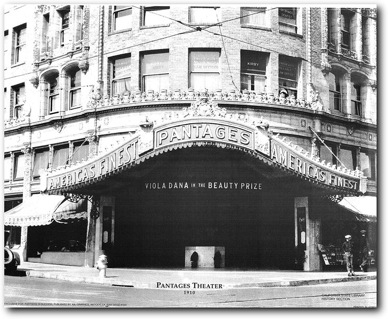  Wall Decor Vintage San Diego Pantages Theater 1910 Old City Black And White Art Print Poster (16x20)