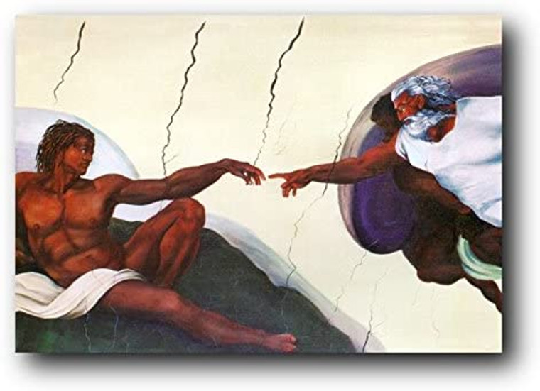 Picture Wall Decor Black Creation of Adam Sistine Chapel Art Print Poster (24x36)
