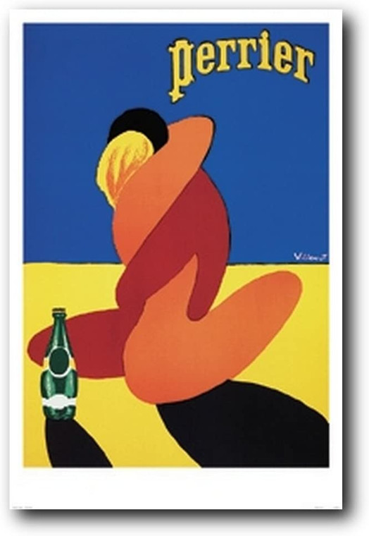  Perrier Couple Beach French Vintage Art Print Poster (24x36)
