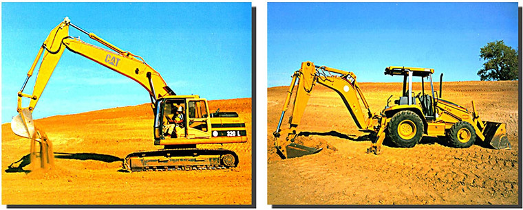 Construction Truck Wall Decor Art Print Picture Caterpillar Excavator Two Set Poster (16x20)