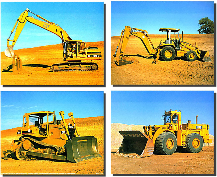  Heavy Equipment Caterpillar Bulldozer Truck 4 Set 8x10 Wall Decor Art Print Posters