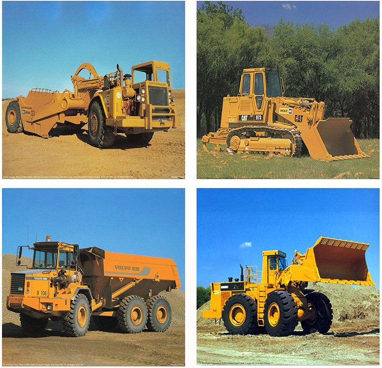  Wall Decoration Picture Caterpillar Dozer Construction Vehicles Four Set Poster (8x10)