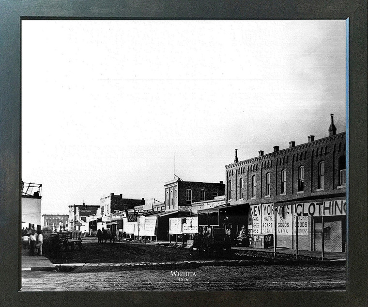 Framed Wall Decoration Vintage Wichita City, Kansas Wichita 1876 Espresso Framed Art Print Picture (18x22)
