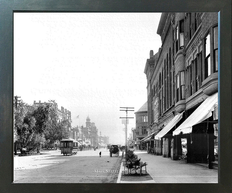 Impact Posters Gallery Riverside Main Street Riverside 1900 Espresso Art Print Framed Wall Decor Picture (18x22)