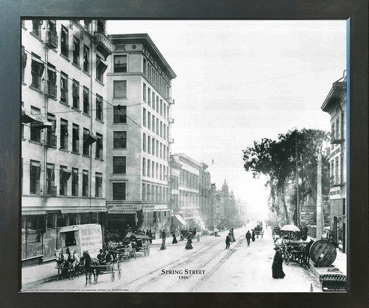 Impact Posters Gallery Vintage City Riverside Spring Street 1906 Espresso Art Print Framed Wall Decor Picture (18x22)