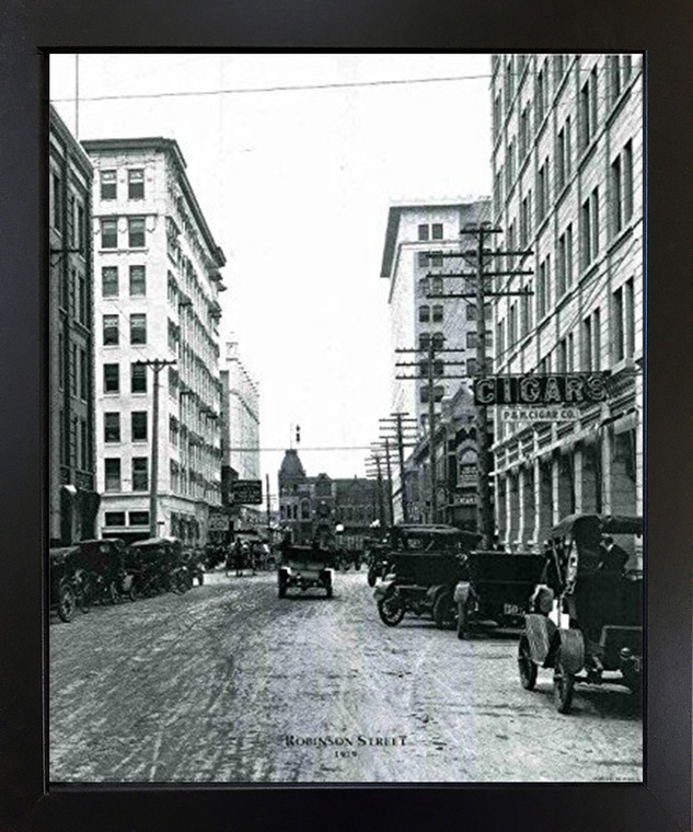 Impact Posters Gallery Vintage Model t Car Robinson Street Oklahoma Black Framed Wall Decor Art Print Picture (18x22)