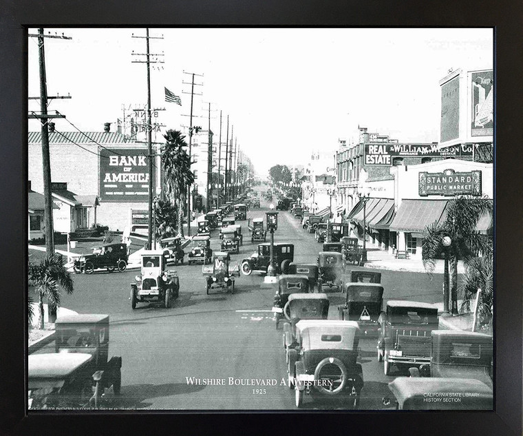 Los Angeles at Western 1925 Vintage Motor Cars Black Framed Wall Decor Art Print Picture (18x22)