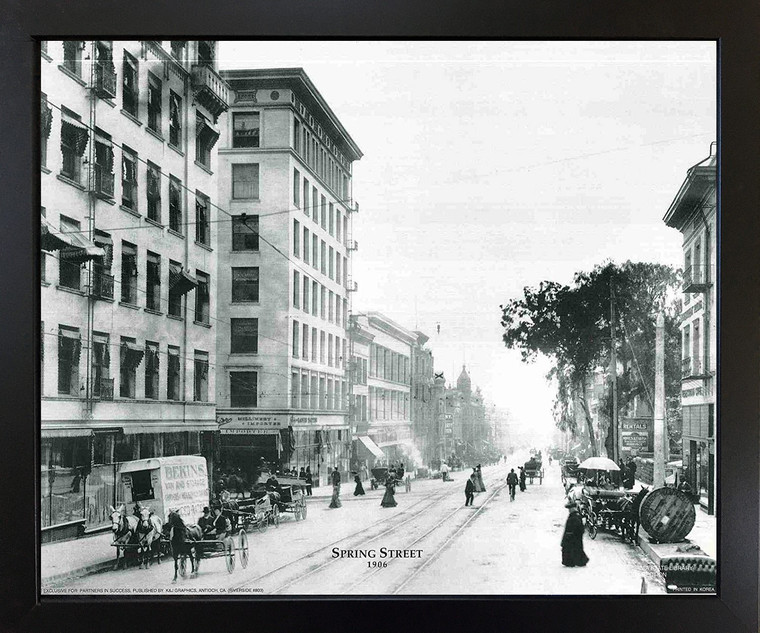 Framed Wall Decor Vintage City Riverside Spring Street 1906 Black Art Print Picture(18x22)