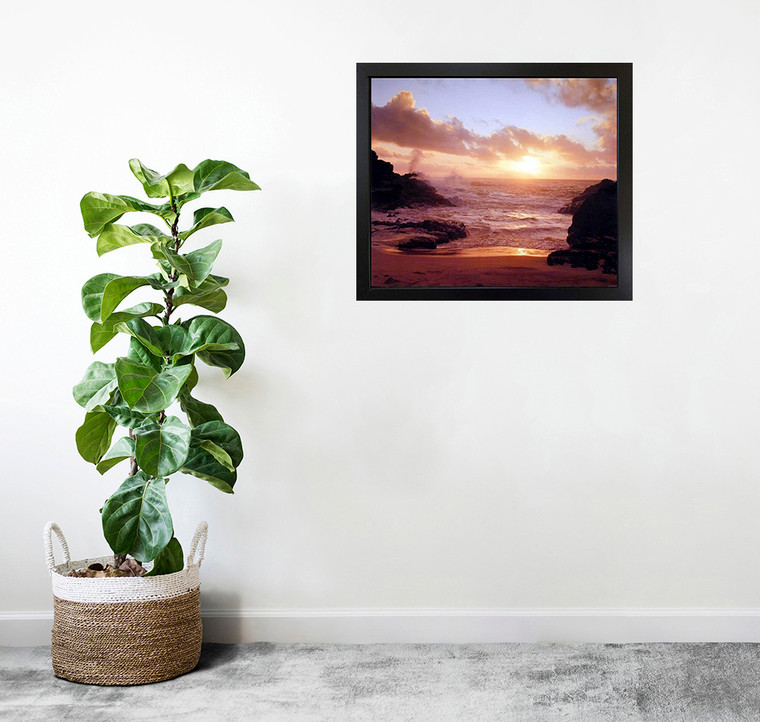 Impact Posters Gallery Ocean Sunrise Framed Wall Decoration Coastal on Beach Landscape Scenery Living Room Black Picture Art Print (18x22)