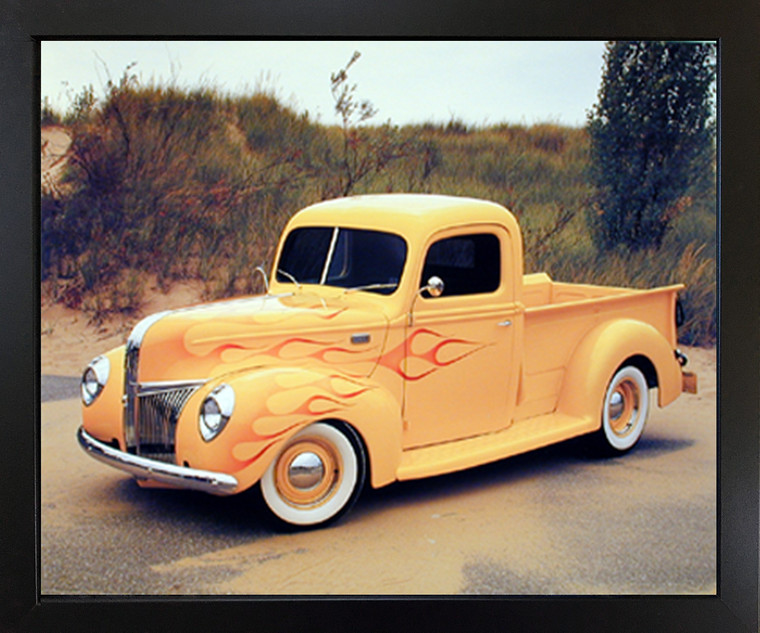 1940 Ford Pickup Truck Vintage Wall Decor Black Framed Art Print Picture (18x22