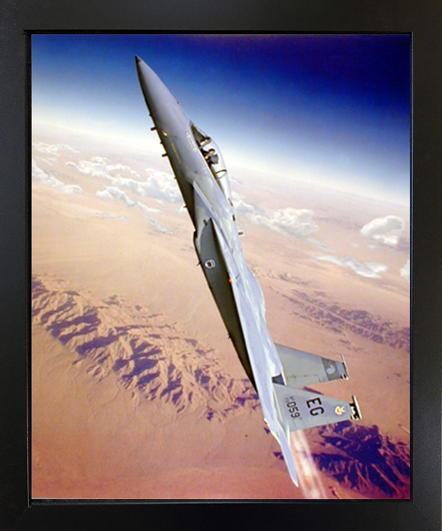 F-15 Eagle Fighter Jet Framed Wall Decor Military Mcdonnell Douglas Aircraft Black Aviation Picture Art Print(18x22)
