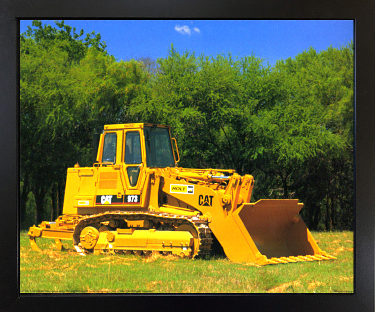 Framed Wall Decor Caterpillar 973 Track Truck Loader Equipment Black Framed Art Print Picture (18x22)