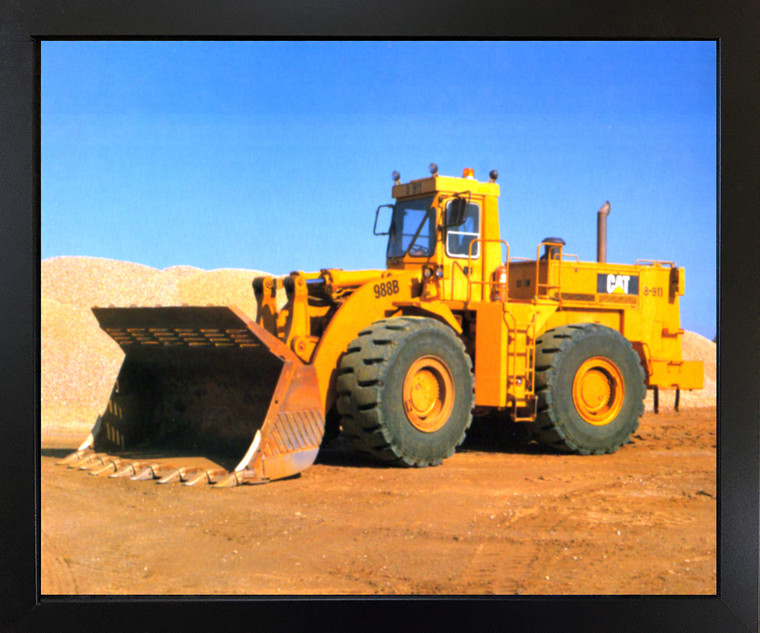 Framed Wall Decoration Caterpillar 988B Heavy Wheel Loader Truck Black Framed Art Print Picture (18x22)