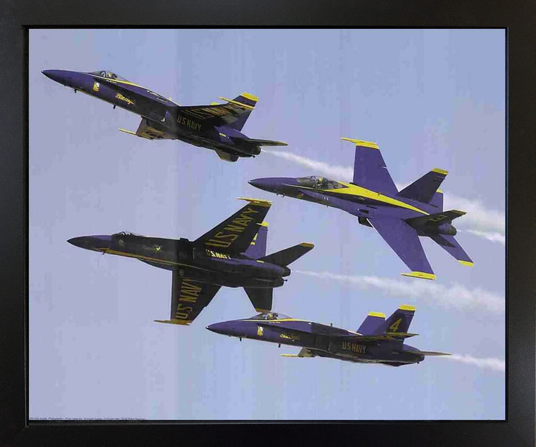 Impact Posters Gallery Military Airplane Framed Wall Decoration US Blue Angels Aircraft Jet Aviation Black Picture Art Print (18x22)