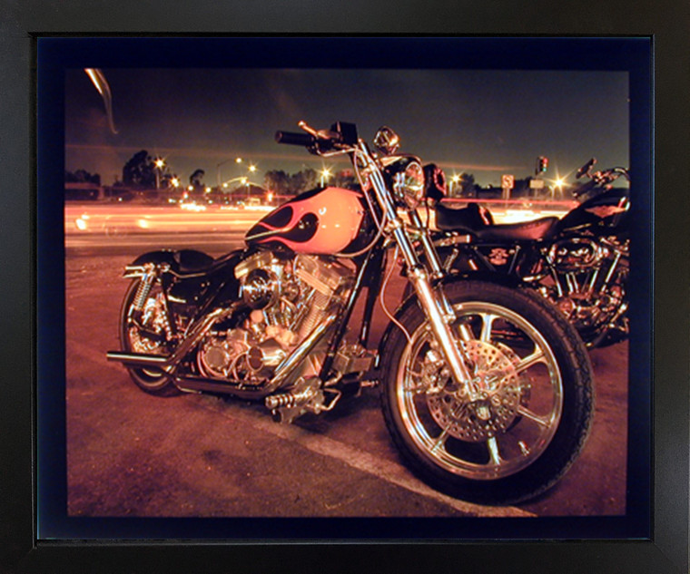 Impact Posters Gallery Harley Davidson Classic Motorcycle Black Framed Wall Decor Art Print Picture (18x22)