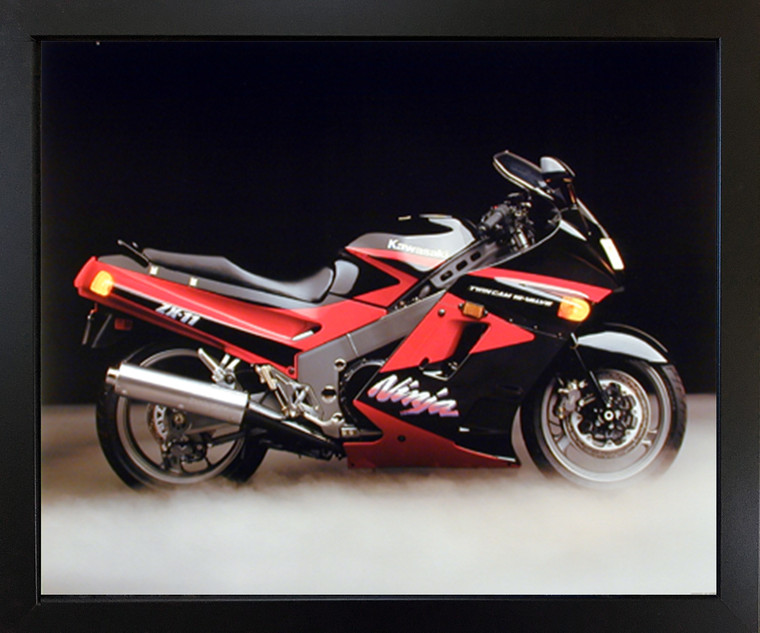 Kawasaki Ninja Zx11 Motorcycle Wall Decor Black Framed Picture Art Print (18x22)