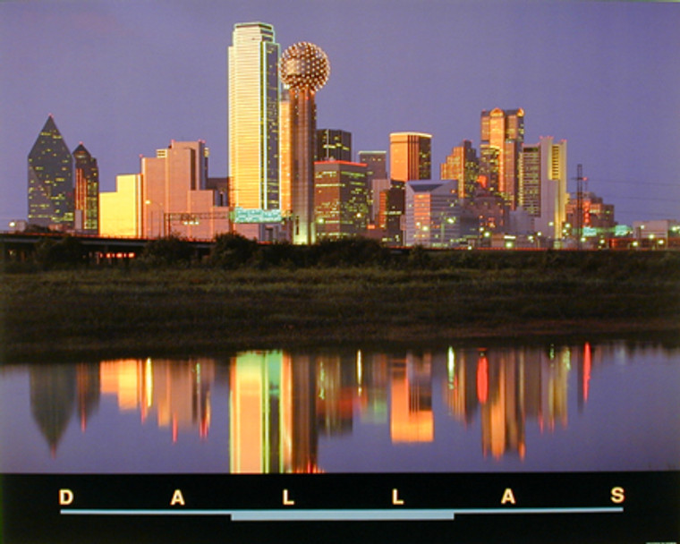 Dallas Texas at Night Skyline Downtown City Wall Decor Art Print Poster (16x20)