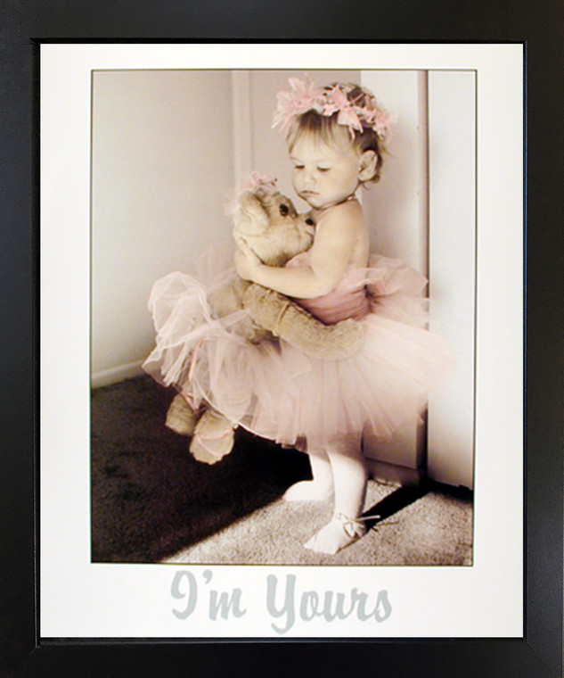 Impact Posters Gallery Karyn Cute Teddy Bear Ballerina Baby Girl Black Framed Wall Decoration Picture Art Print (18x22)