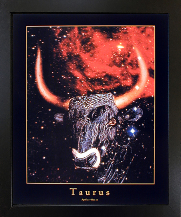 Astrology Taurus Apr 21 - May 21 Zodiac Black Framed Picture Art Print (18x22)