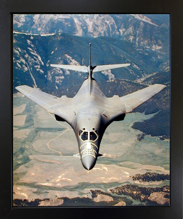 Aviation Framed Poster - Rockwell B-1 Lancer Bomber Jet Airplane Decor Wall Black Picture Art Print (18x22)