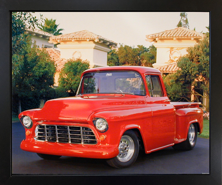 Impact Posters Gallery 1956 Red Chevy Pickup Truck Black Framed Art Print Framed Wall Decoration Picture