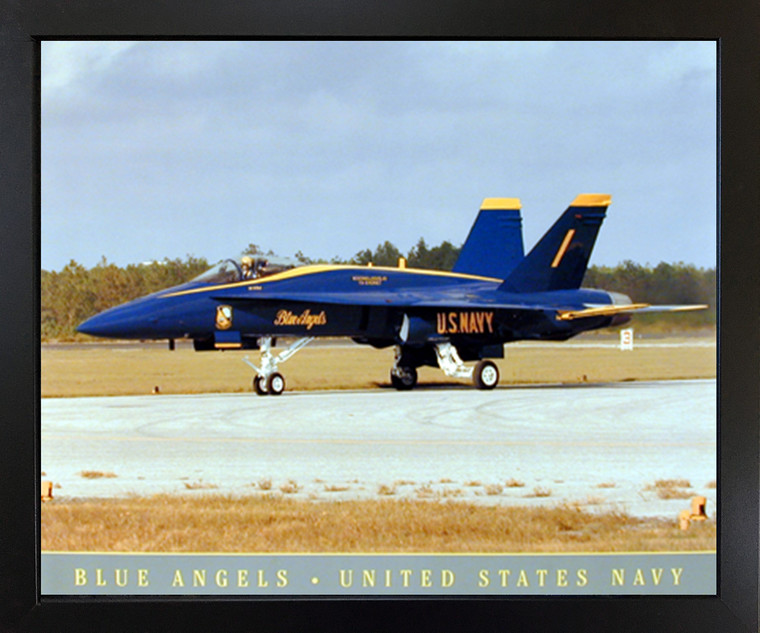 US Navy Blue Angels Jet Aviation Aircraft Airplane Wall Black Framed Picture Art Print(18x22)