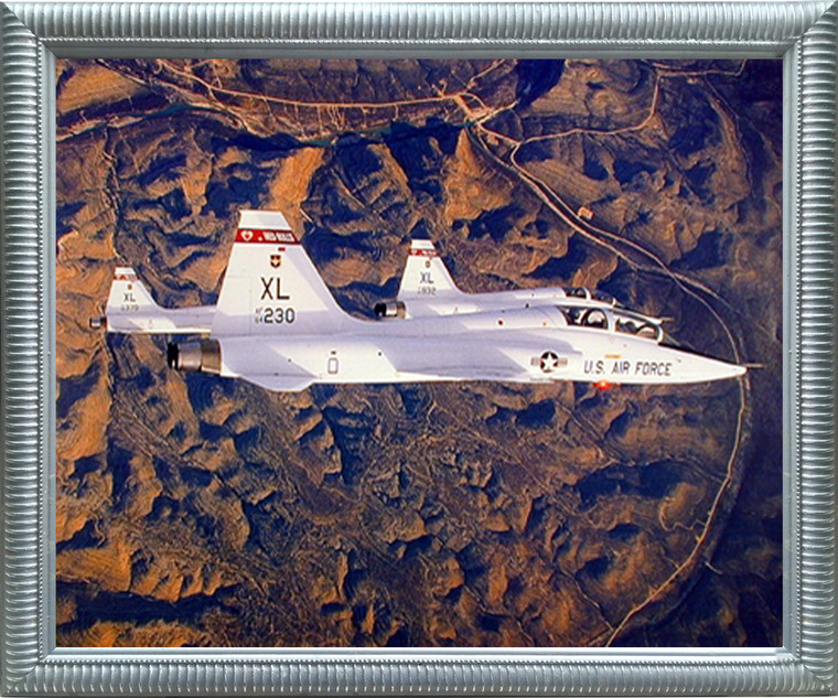 Impact Posters Gallery Military M F Winter T-38 Formation Jet Airplane Aircraft Picture Silver Framed Art Print Framed Wall Decoration (18x22)