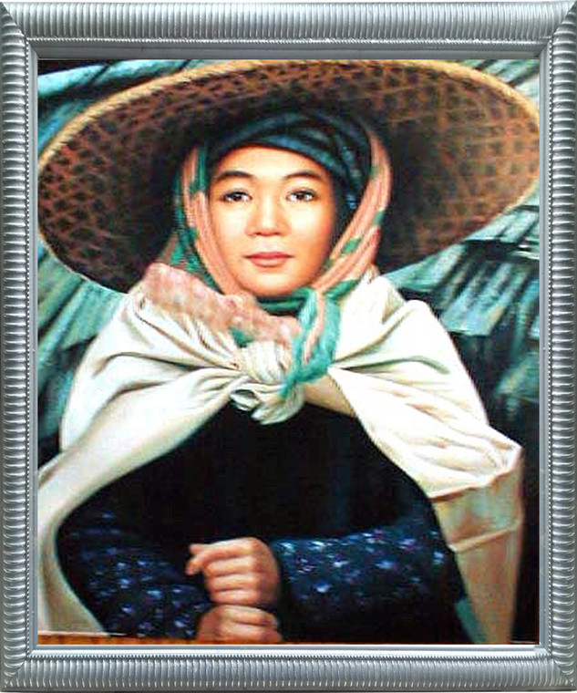 Impact Posters Gallery Asian Japanese Young Woman in Hat Wall Decor Silver Framed Picture Art Print