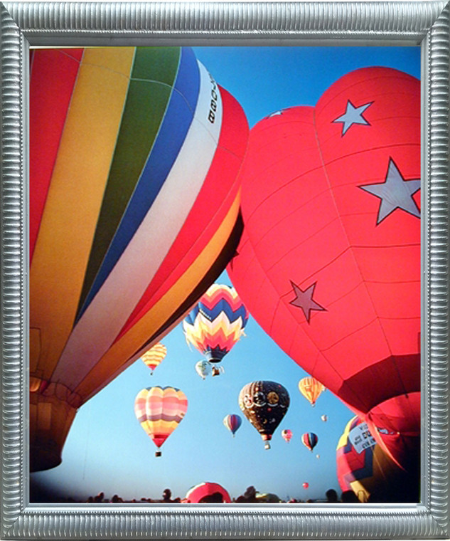 Impact Posters Gallery Hot Air Balloons Fiesta in Sky Kids Room Silver Art Print Framed Wall Decoration Picture