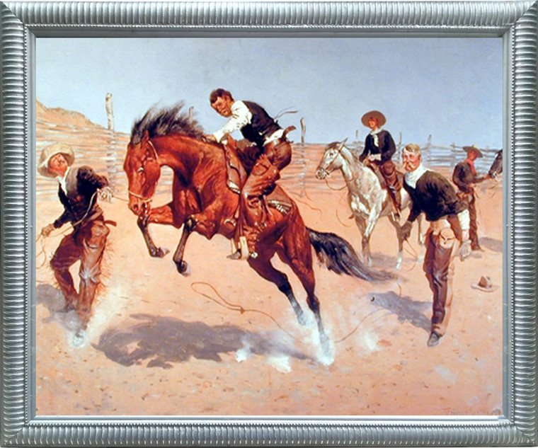 Framed Wall Decoration Western Cowboys  Silver Picture Art Print (20x24)