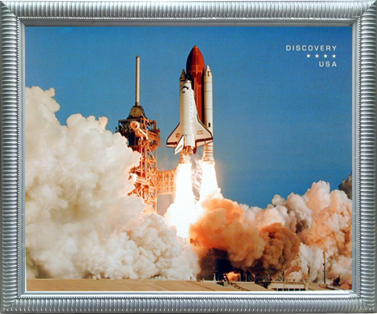 Impact Posters Gallery NASA Space Shuttle Blasting Off Silver Art Print Framed Wall Decor Picture (20x24)