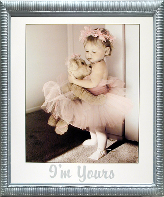 Impact Posters Gallery Karyn Cute Teddy Bear Ballerina Baby Girl Wall Decor Silver Framed Picture Art Print (18x22)