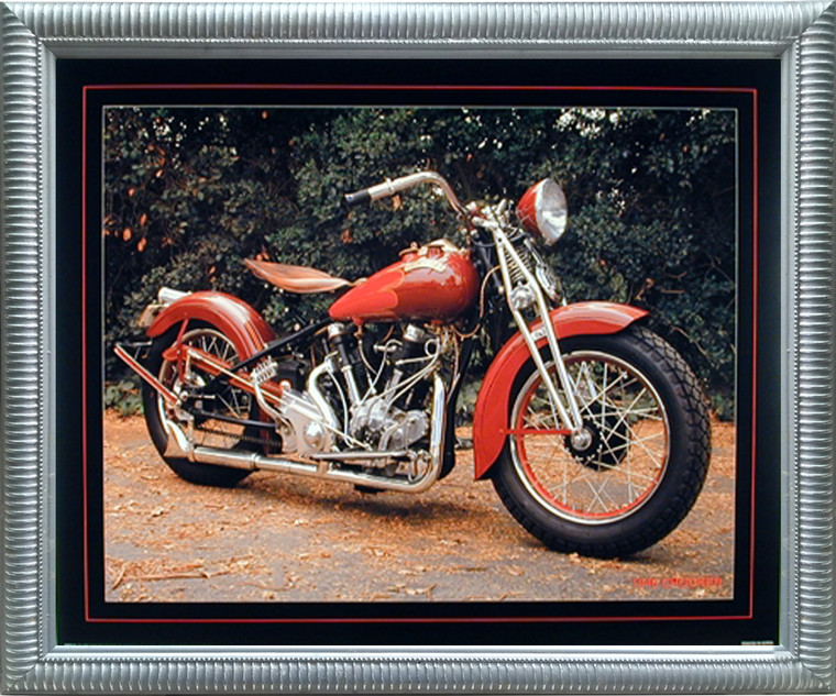 Impact Posters Gallery Framed Wall Decor 1940 Crocker Buck Lovell Vintage Motorcycle Silver Framed Art Print Picture